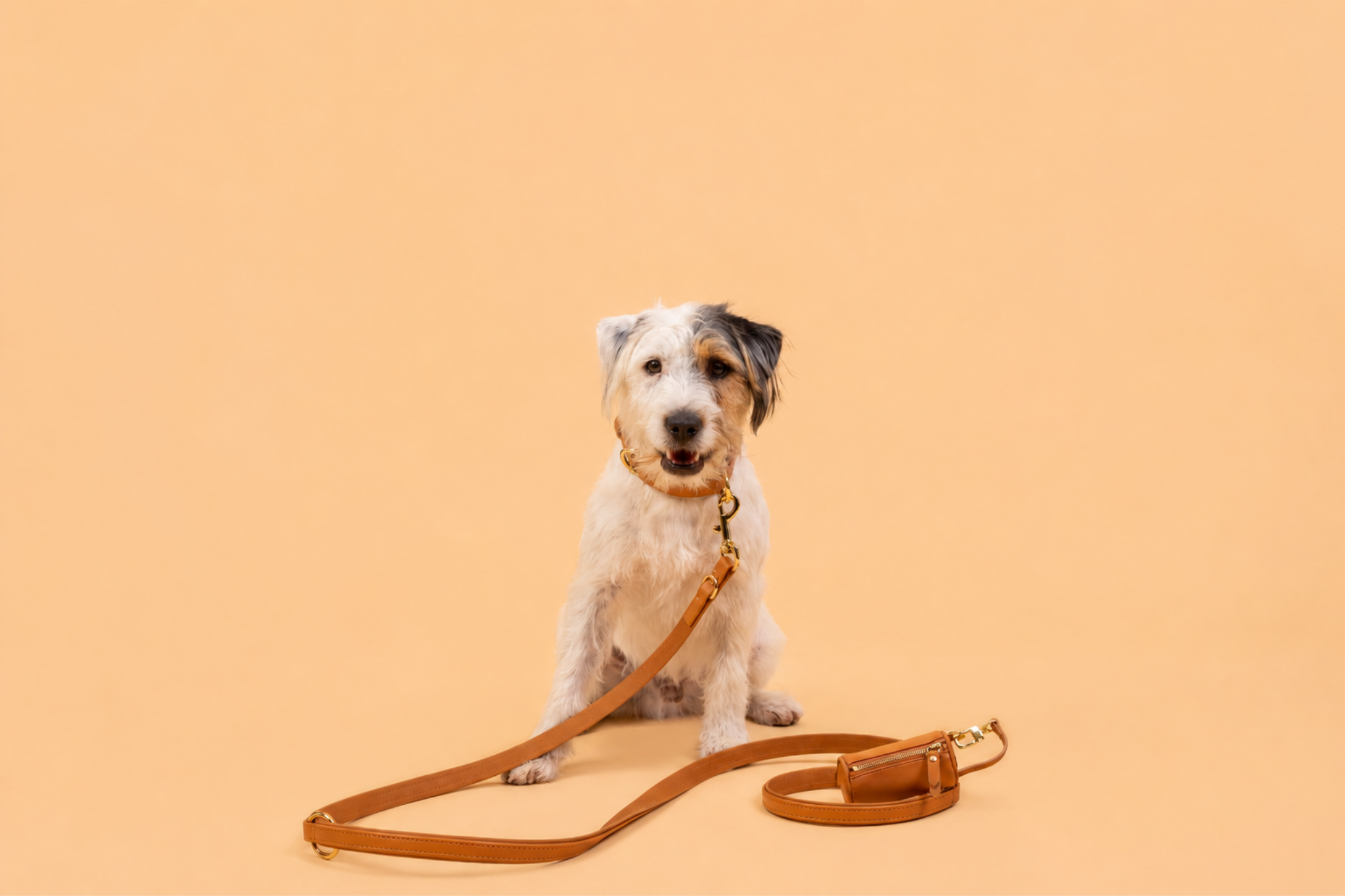 Apple Leather Poop Bag in Camel