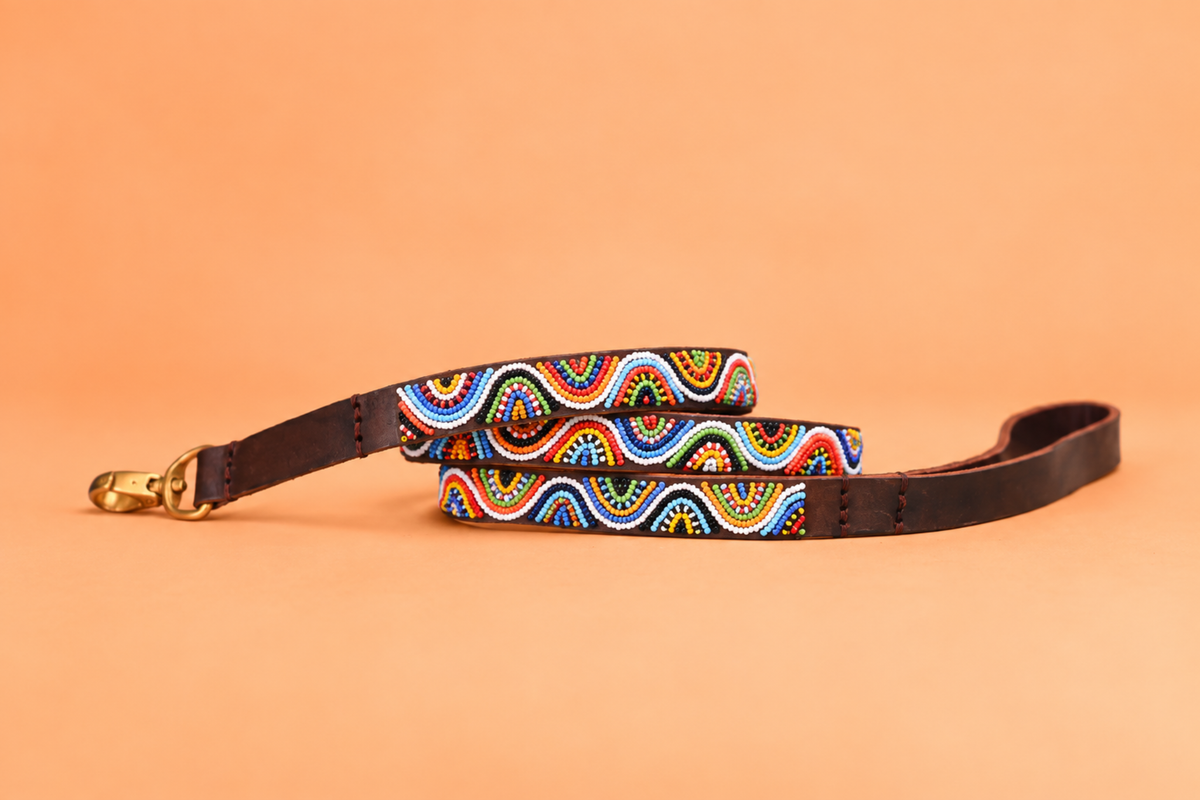 Beaded Leash | Rainbow Wave
